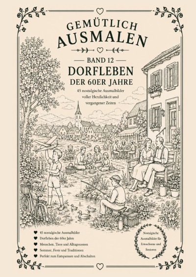 'Cover von Gemütlich ausmalen – Dorfleben der 60er Jahre'-Cover