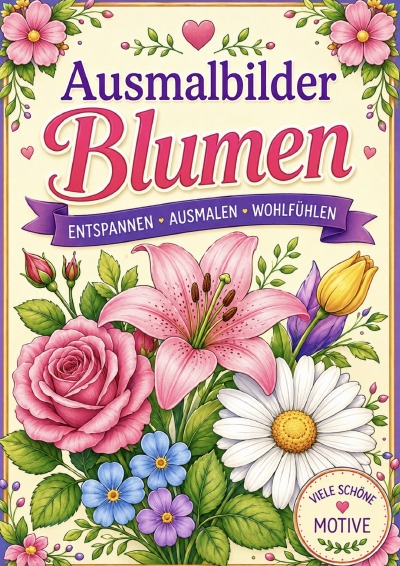 'Cover von Ausmalbilder Blumen  ENTSPANNEN – AUSMALEN – WOHLFÜHLEN'-Cover