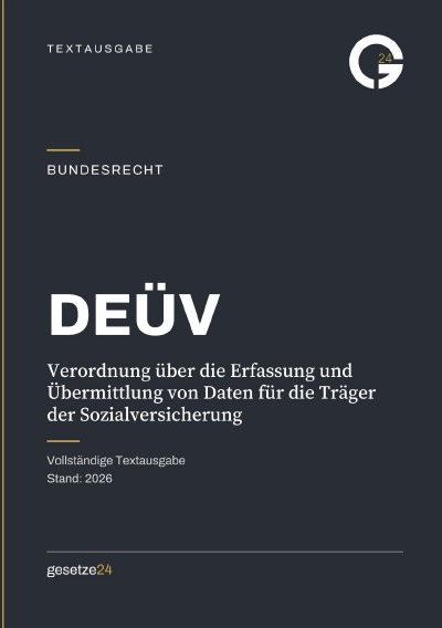 'Cover von DEÜV – Verordnung über die Erfassung und Übermittlung von Daten für die Träger der Sozialversicherung'-Cover