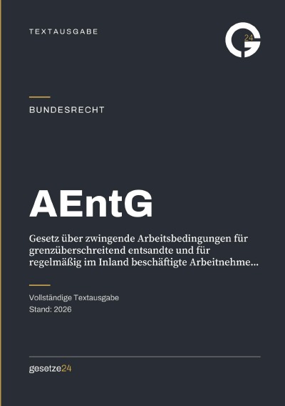 'Cover von AEntG – Gesetz über zwingende Arbeitsbedingungen für grenzüberschreitend entsandte und für regelmäßig im Inland beschäftigte Arbeitnehmer und Arbeitnehmerinnen'-Cover