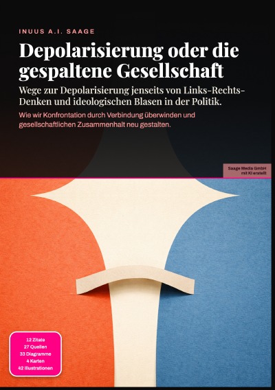 'Cover von Depolarisierung oder die gespaltene Gesellschaft: Wege zur Depolarisierung jenseits von Links-Rechts-Denken und ideologischen Blasen in der Politik.'-Cover