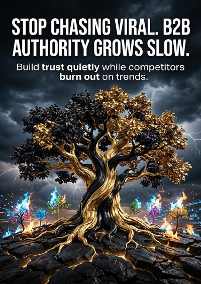 'Cover von Stop chasing viral. B2B authority grows slow.'-Cover