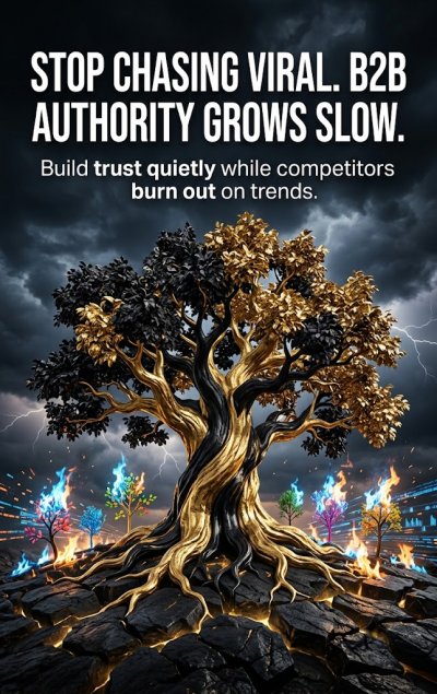 'Cover von Stop chasing viral. B2B authority grows slow.'-Cover
