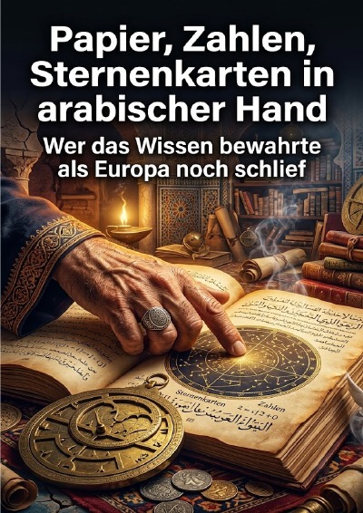 'Cover von Papier, Zahlen, Sternenkarten in arabischer Hand'-Cover