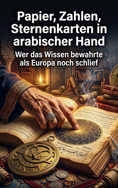 'Cover von Papier, Zahlen, Sternenkarten in arabischer Hand'-Cover