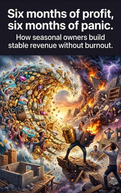 'Cover von Six months of profit, six months of panic.'-Cover