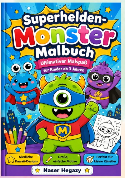 'Cover von Superhelden-Monster Malbuch – Ultimativer Malspaß für Kinder ab 3 Jahren'-Cover