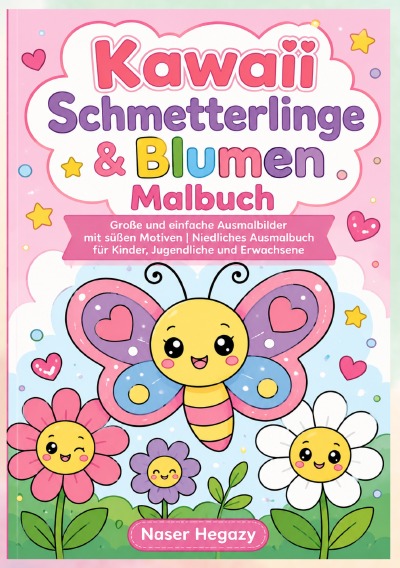 'Cover von Kawaii Schmetterlinge & Blumen Malbuch'-Cover