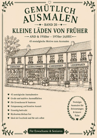 'Cover von Gemütlich ausmalen – Kleine Läden von früher'-Cover