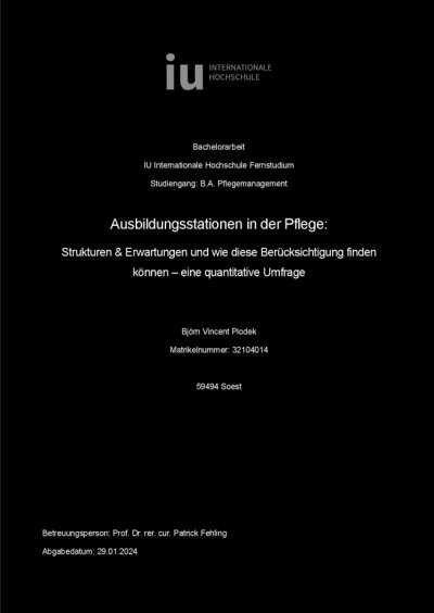 'Cover von Ausbildungsstationen in der Pflege'-Cover