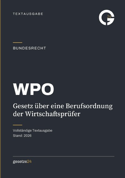 'Cover von WPO – Gesetz über eine Berufsordnung der Wirtschaftsprüfer'-Cover