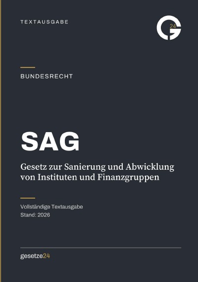 'Cover von SAG – Gesetz zur Sanierung und Abwicklung von Instituten und Finanzgruppen'-Cover