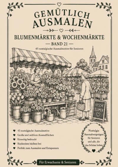 'Cover von Gemütlich ausmalen – Blumenmärkte & Wochenmärkte'-Cover