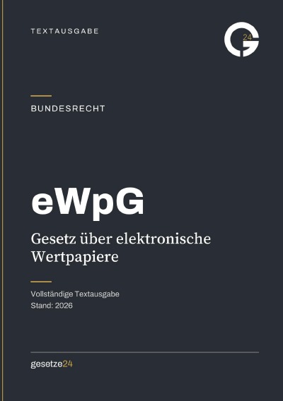 'Cover von eWpG – Gesetz über elektronische Wertpapiere'-Cover