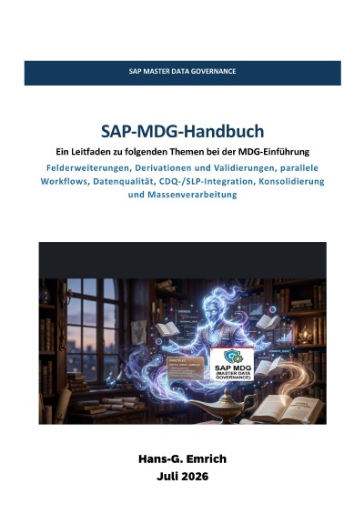 'Cover von SAP-MDG-Handbuch Ein Leitfaden zu folgenden Themen bei der MDG-Einführung Felderweiterungen, Derivationen und Validierungen, parallele Workflows, Datenqualität, CDQ-/SLP-Integration, Konsolidierung und Massenverarbeitung'-Cover