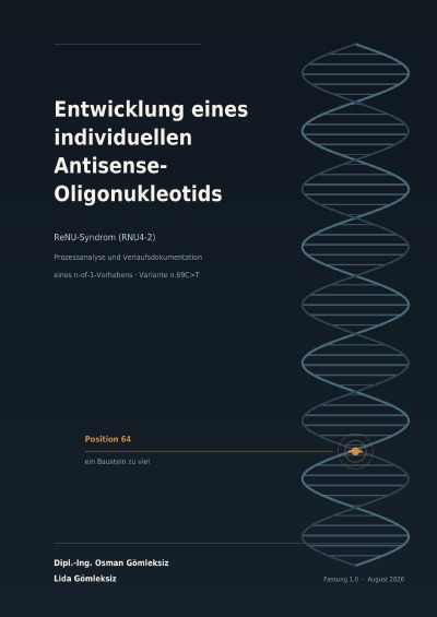 'Cover von ReNU-Syndrom (RNU4-2) Prozessanalyse und Verlaufsdokumentation eines n-of-1-Vorhabens · Variante n.69C>T'-Cover