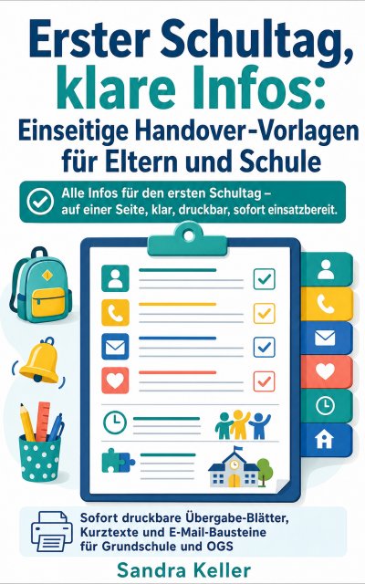 'Cover von Erster Schultag, klare Infos: Einseitige Handover‑Vorlagen für Eltern und Schule'-Cover