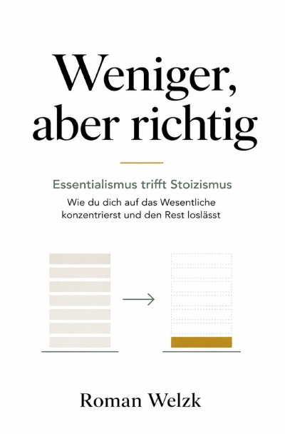 'Cover von Weniger, aber richtig: Essentialismus trifft Stoizismus – Wie du dich auf das Wesentliche konzentrierst und den Rest loslässt'-Cover