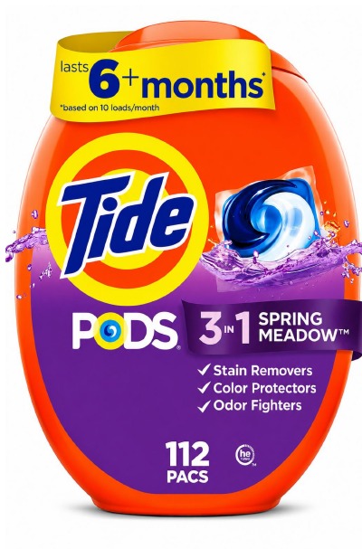 'Cover von Tide PODS laundry detergent pacs, 3-in-1 Stain Remover, Odor Fighter, Color Protector, 112 Count, HE compatible, Spring Meadow Scent'-Cover
