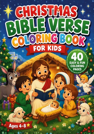 'Cover von Christmas Bible Verse Coloring Book for Kids'-Cover