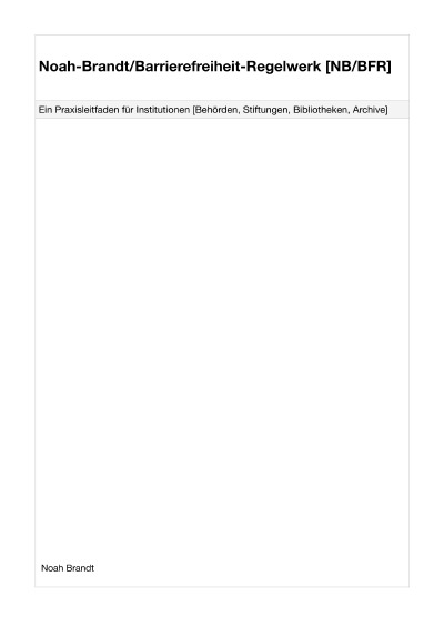'Cover von Noah-Brandt/Barrierefreiheit-Regelwerk [NB/BFR]'-Cover