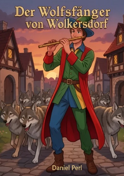 'Cover von Der Wolfsfänger von Wolkersdorf – Ein mahnendes Märchen Kinderbuch aus Nürnberg Franken Schwabach Wolkersdorf in Anlehnung an den Rattenfänger von Hameln'-Cover
