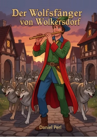 'Cover von Der Wolfsfänger von Wolkersdorf – Ein mahnendes Märchen Kinderbuch aus Nürnberg Franken Schwabach Wolkersdorf in Anlehnung an den Rattenfänger von Hameln'-Cover
