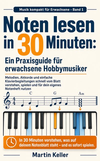 'Cover von Noten lesen in 30 Minuten: Ein Praxisguide für erwachsene Hobbymusiker'-Cover