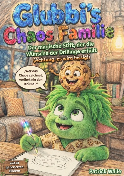 'Cover von Glubbi’s Chaos Familie – Der magische Stift, der die Wünsche der Drillinge erfüllt (Keks-ChronikenTeil 1)'-Cover
