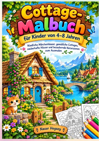 'Cover von Cottage-Malbuch für Kinder von 4–8 Jahren'-Cover