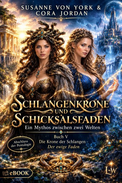 'Cover von Schlangenkrone und Schicksalsfaden – Ein Mythos zwischen zwei Welten – Buch 5 – Die Krone der Schlangen – Der ewige Faden'-Cover