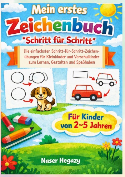 'Cover von Mein erstes Zeichenbuch „Schritt für Schritt“ für Kinder von 2–5 Jahren'-Cover
