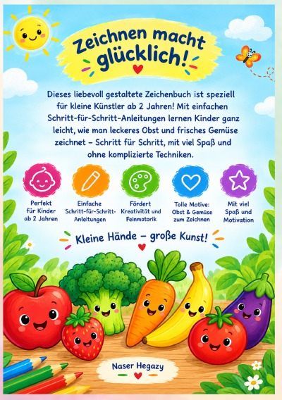 'Cover von Mein erstes Zeichenbuch: Obst & Gemüse zeichnen lernen – ab 2 Jahren'-Cover