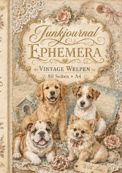 'Cover von Junkjournal Ephemera – Vintage Welpen'-Cover