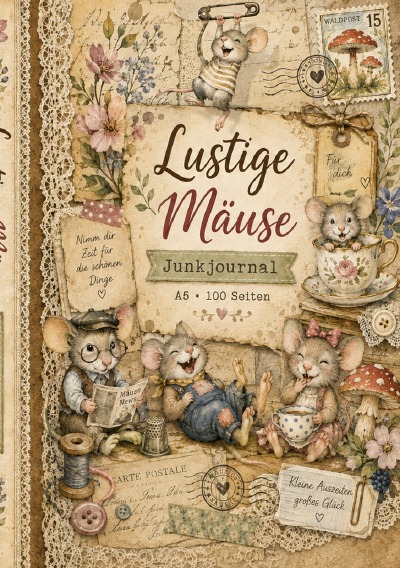 'Cover von **Lustige Mäuse – Ein zauberhaftes Junkjournal für kreative Auszeiten**'-Cover