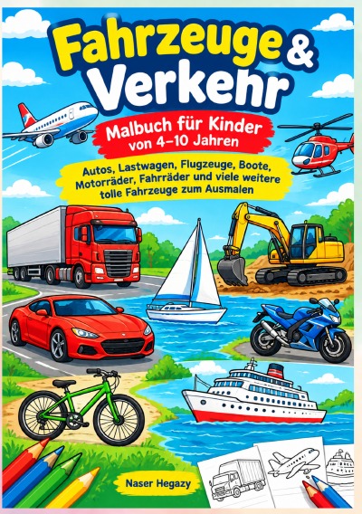 'Cover von Fahrzeuge & Verkehr – Malbuch für Kinder von 4–10 Jahren'-Cover