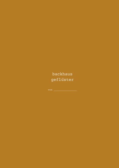 'Cover von backhaus geflüster'-Cover
