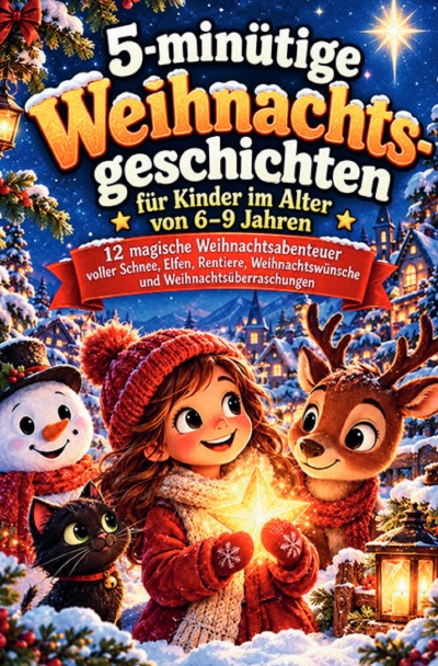 'Cover von 5-minütige Weihnachtsgeschichten für Kinder im Alter von 6–9 Jahren'-Cover