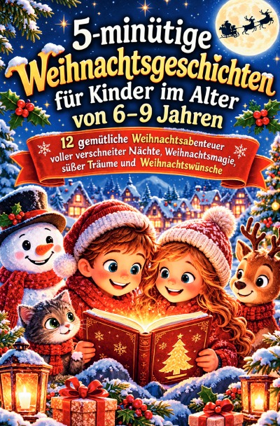 'Cover von 5-minütige Weihnachtsgeschichten für Kinder im Alter von 6–9 Jahren'-Cover