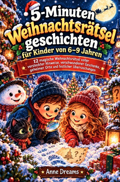 'Cover von 5-Minuten-Weihnachtsrätselgeschichten für Kinder von 6–9 Jahren'-Cover