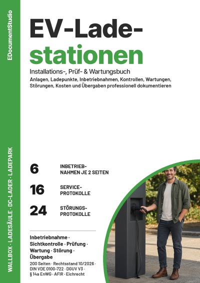 'Cover von EV-Ladestationen – Installations-, Prüf- & Wartungsbuch'-Cover