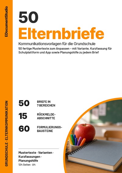 'Cover von 50 Elternbriefe & Kommunikationsvorlagen für die Grundschule'-Cover
