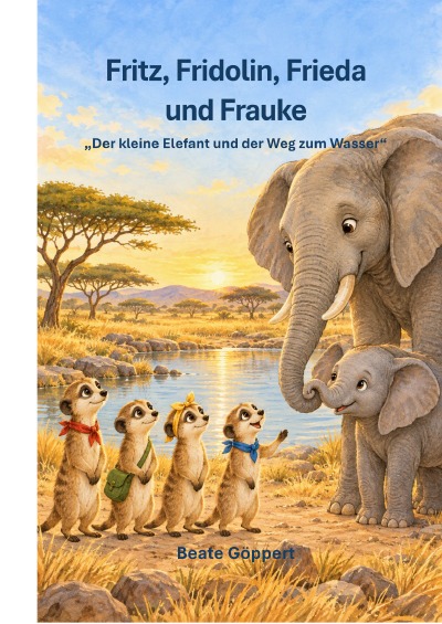 'Cover von Fritz, Fridolin, Frieda und Frauke „Der kleine Elefant und der Weg zum Wasser“'-Cover