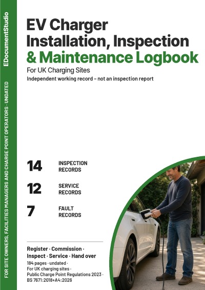 'Cover von EV Charger Installation, Inspection & Maintenance Logbook'-Cover