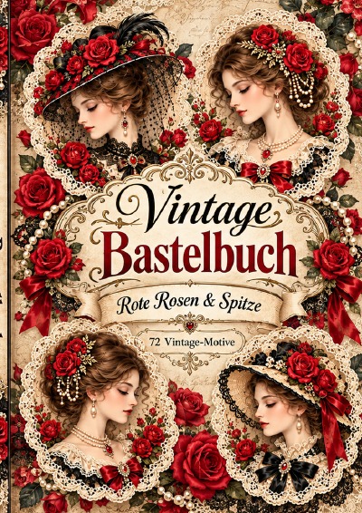 'Cover von Vintage Bastelbuch – Rote Rosen & Spitze'-Cover