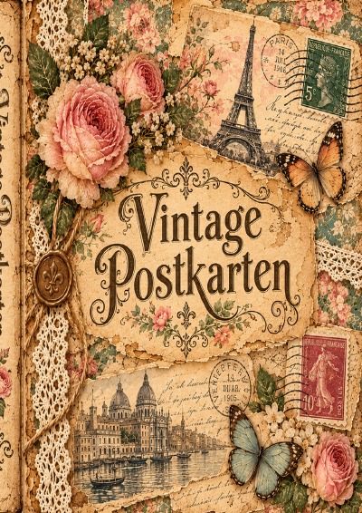 'Cover von Vintage Postkarten – Nostalgisches Bastelbuch'-Cover