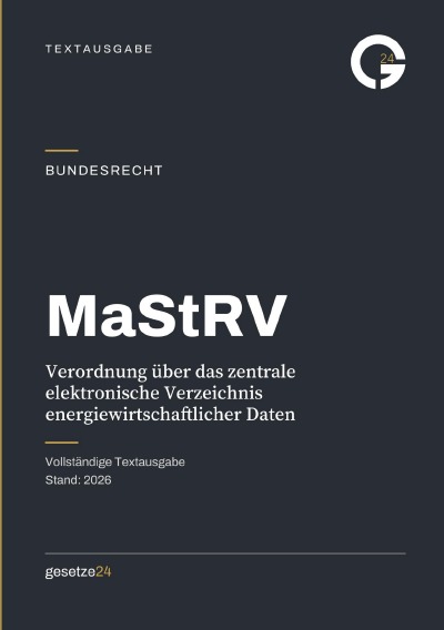 'Cover von MaStRV – Verordnung über das zentrale elektronische Verzeichnis energiewirtschaftlicher Daten'-Cover