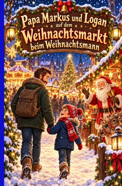 'Cover von Papa Markus und Logan auf dem Weihnachtsmarkt beim Weihnachtsmann'-Cover