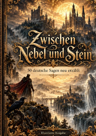 'Cover von Zwischen Nebel und Stein – 50 Deutsche Sagen | Illustriertes Sagenbuch'-Cover