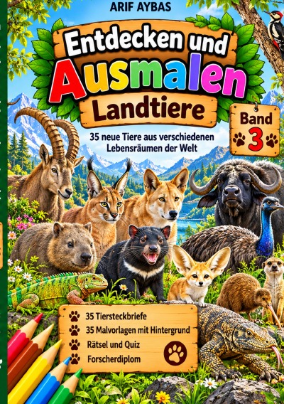 'Cover von Entdecken und Ausmalen – Landtiere, Band 3'-Cover